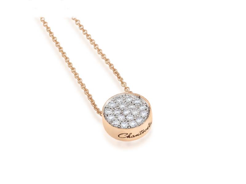 18 KT ROSE GOLD NECKLACE WITH WHITE DIAMONDS PAVE' AND WHITE ENAMEL PAILLETTES CHANTECLER 41409